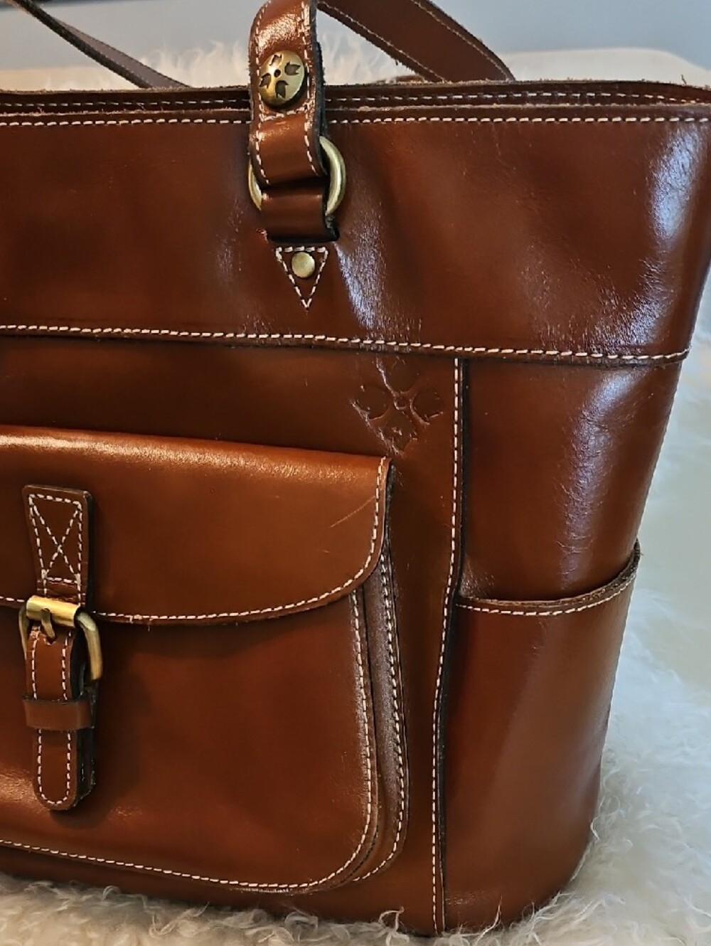 Patricia Nash Brown Leather Tote with Front Pocket - Picture 3 of 11
